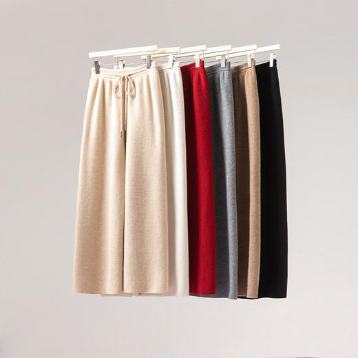 纯山羊绒质感满分垂坠感抽绳阔腿裤羊绒裤女 商品图2