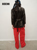 HIDEMI 【吴越同款】进口西班牙胎羊皮经典圆领宽肩套头廓形西装皮衣外套 商品缩略图6