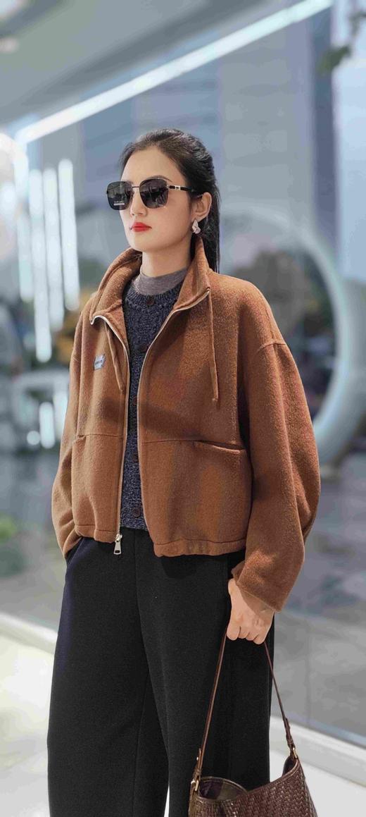 588282拉链抽绳羊绒短款大衣外套 商品图4