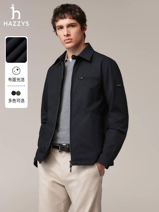 D110237宽松翻领夹克秋季纯色简约男士休闲通勤挺阔上衣外套 商品图12