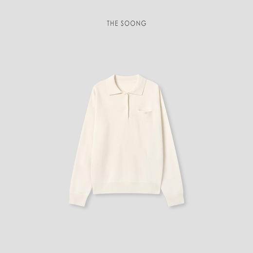 THESOONG"轻柔糯感"细支纯羊毛单边针织卷边翻领毛衣HBMY8043 商品图7