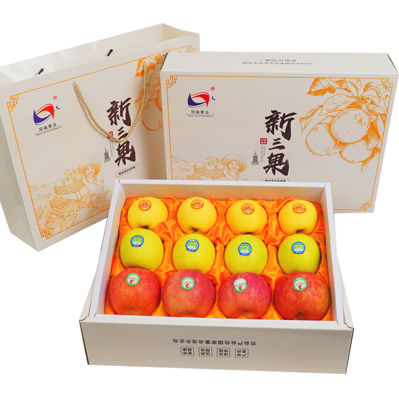 【新三果】顶端果业秦脆+维纳斯黄金+瑞雪苹果三色拼装苹果12枚大果组合装  送礼佳选  升级全新包装