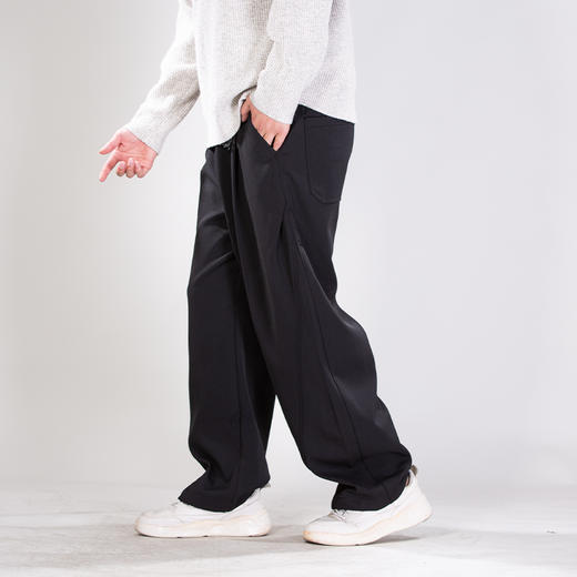 DRONKOO 2025 编织绳腰带前捏褶复合绒户外料厚休闲长裤 商品图1