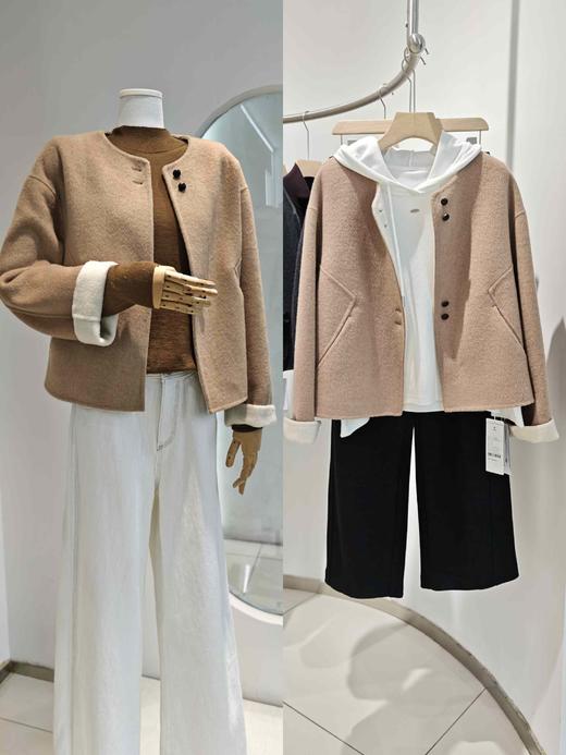 585211新款AB面羊绒短款大衣 商品图2