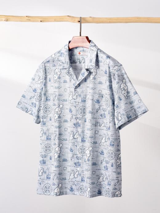 AhhhCotton 80支单股纬向弹力西西里印花古巴领衬衫 商品图0