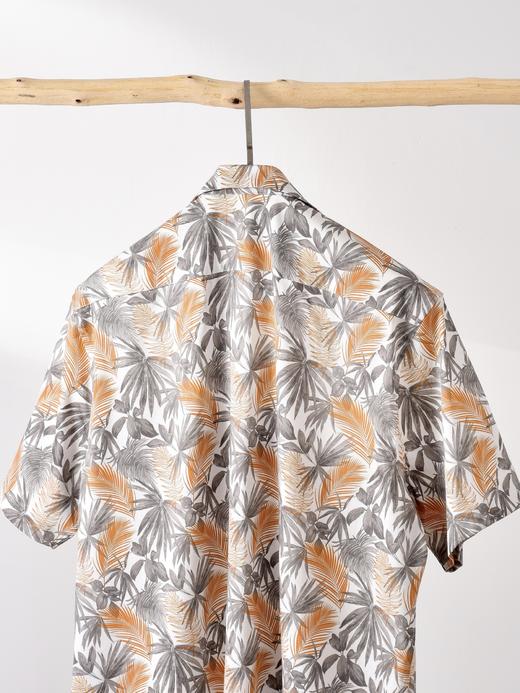 AhhhCotton 80支单股纬向弹力夏威夷桔灰印花古巴领衬衫 商品图2