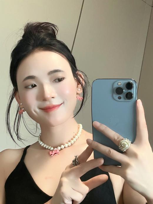 迪家粉豹子珍珠项链耳环 商品图4