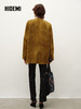 HIDEMI 橄榄姜绿进口长绒绵羊皮麂皮皮衣v领大廓形垫肩西装 商品缩略图11