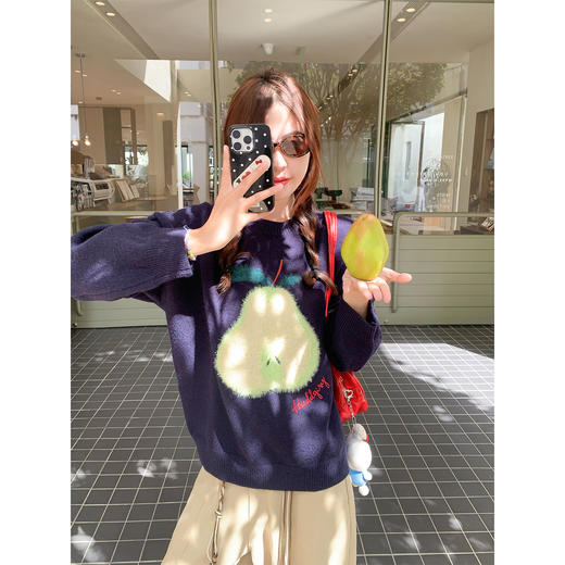 <曾小咸推荐>【现货】韩系刺绣圆领套头毛衣女 特价89.99秒杀！ 商品图0