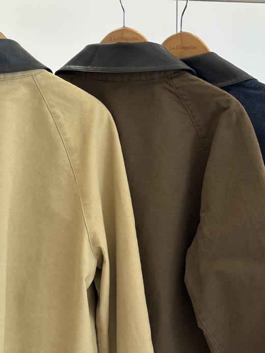 天猫同步【时髦巴恩风】拉夏贝尔/La Chapelle皮质翻领D字环翻盖口袋外套女复古设计感休闲时髦夹克衫 商品图9