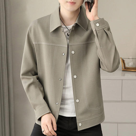 春秋新款男士休闲中厚夹克宽松落肩袖高级感潮流男装青年上衣外套   LSBT-D9816 商品图1