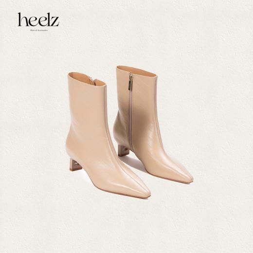heelz设计师手工鞋履 ｜立构美学H小猫跟鳗鱼纹羊皮短靴4.5公分 商品图1