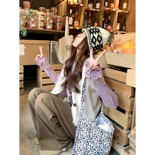 <曾小咸推荐>紫色内搭长袖T恤打底衫 商品图3