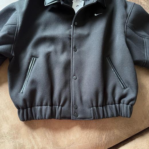 D110233王嘉尔同款Solo Wool Varsity毛呢皮质翻领夹克外套 商品图3