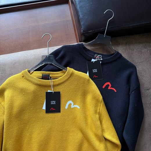 D110234秋冬招财猫嵌花休闲黑色长袖圆领宽松保暖针织衫圆领毛衣 商品图1