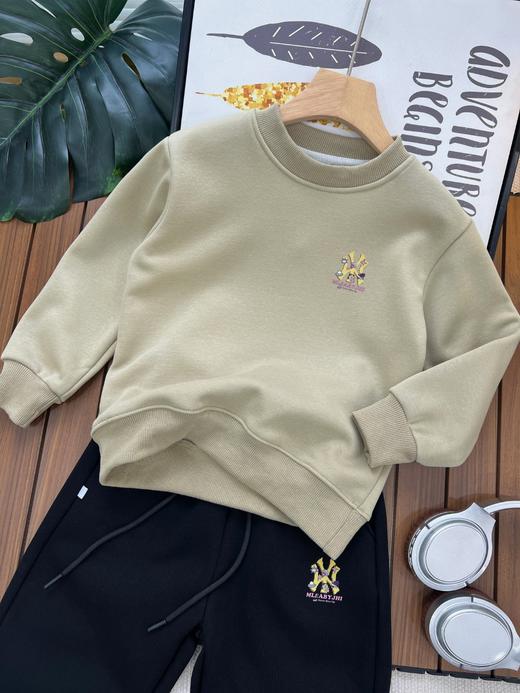 D110220宇宙飞船宽松舒服加绒圆领儿童套装 商品图4