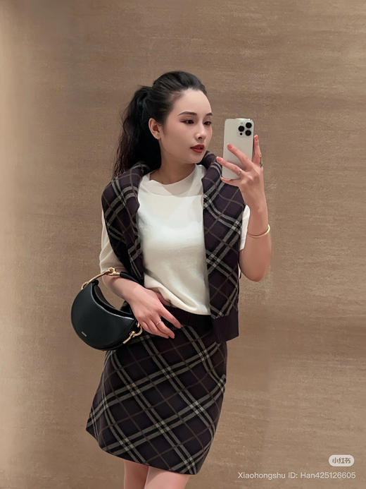 112-6 渠道圆正 BB新款 格纹针织半裙 弹力大 我穿L 商品图3