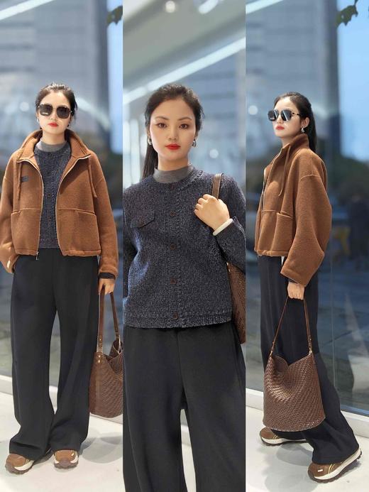 588282拉链抽绳羊绒短款大衣外套 商品图6