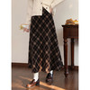 鹿向南「焦糖松露」复古咖色格子半身裙女秋冬新款显瘦A字中长裙 商品缩略图0