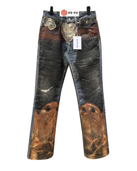 男款3D印花牛仔裤长裤he001