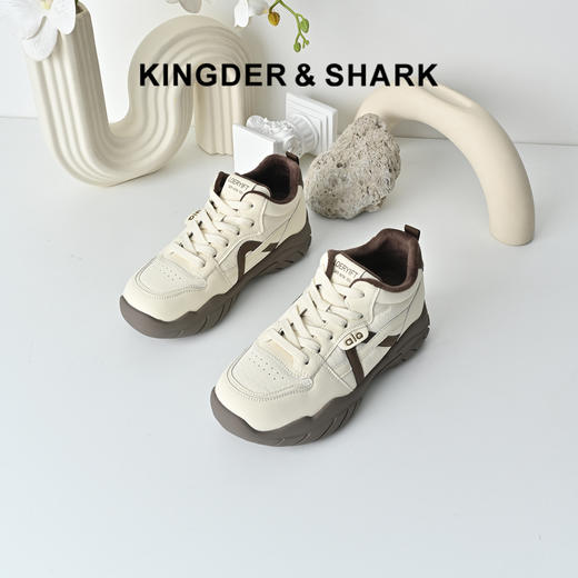 经典鲨2025冬季专柜新品潮流拼色系带加绒跑步休闲鞋棉鞋女KW219-558171 商品图0