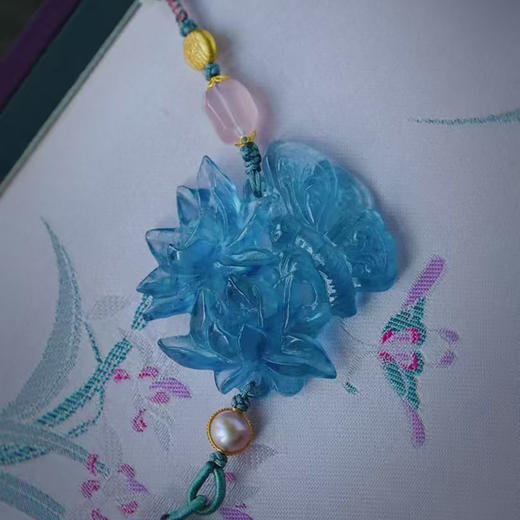 素日手作 莲花蝴蝶魔鬼蓝海蓝宝车挂/包挂 商品图2