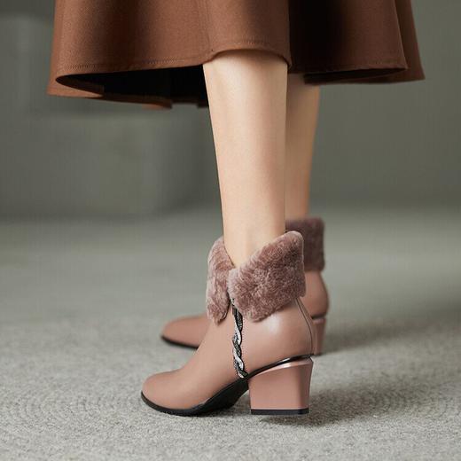 【预售5天】柔软羊皮纯真羊羔毛舒适短靴女加绒保暖高跟显瘦靴子 XHD&WA3098 商品图2