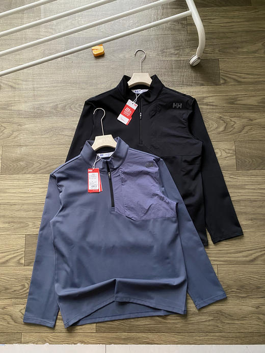 HH男款运动舒适内里加绒保暖半拉链长袖抓绒轻柔舒适半拉链套头衫 商品图3