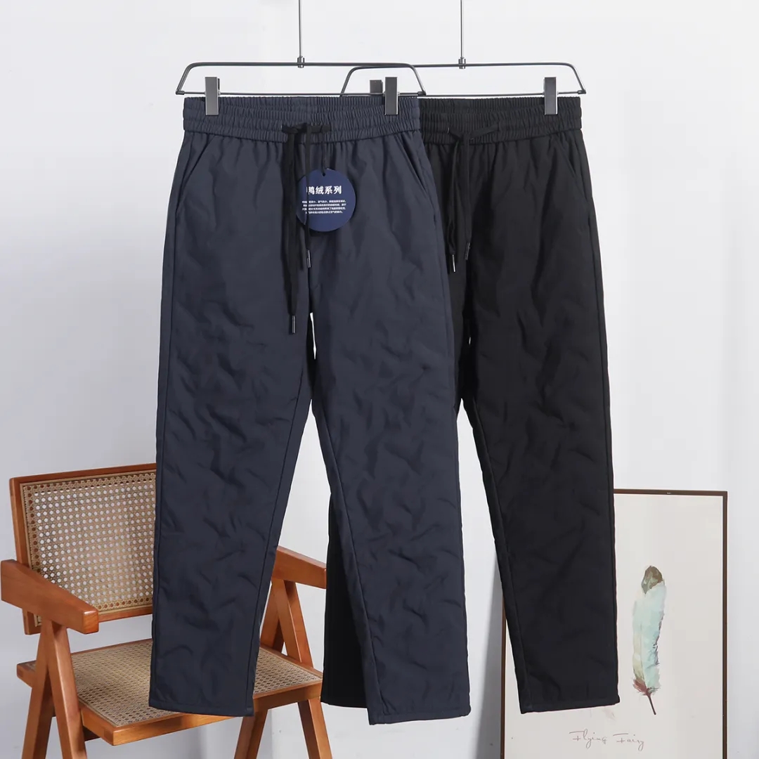 90%白鸭绒压胶防风保暖男士松紧腰防水羽绒裤长裤！