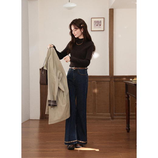 鹿向南「秋日暖咖」咖色半高领打底针织衫女秋冬新款显瘦长袖上衣 商品图1