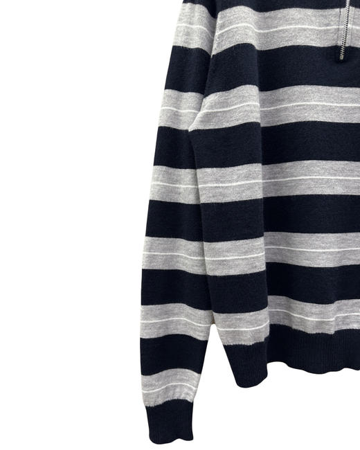 中性款羊毛条纹针织Polo衫he017 商品图2