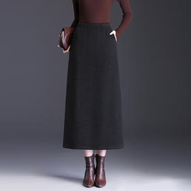 松紧腰长款修身包臀裙，职业通勤毛呢半身裙直筒裙MYX-LDNS-25127-L