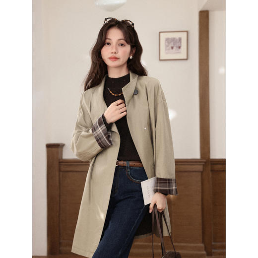 鹿向南「秋日暖咖」咖色半高领打底针织衫女秋冬新款显瘦长袖上衣 商品图3