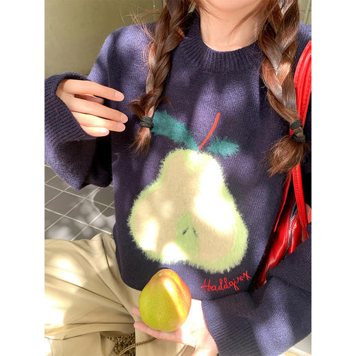 <曾小咸推荐>【现货】韩系刺绣圆领套头毛衣女 特价89.99秒杀！ 商品图3