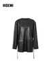 HIDEMI 【吴越同款】进口西班牙胎羊皮经典圆领宽肩套头廓形西装皮衣外套 商品缩略图7