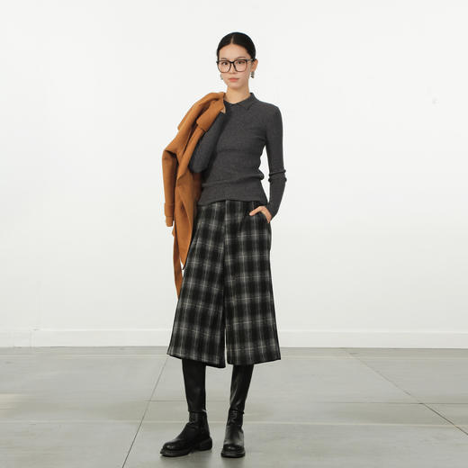 极简复古撞色格纹八分裤阔腿裤纪念日百货门店同款166493917 商品图1