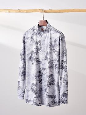 AhhhCotton 80支单股纬向弹力暮青山印花新中式衬衫