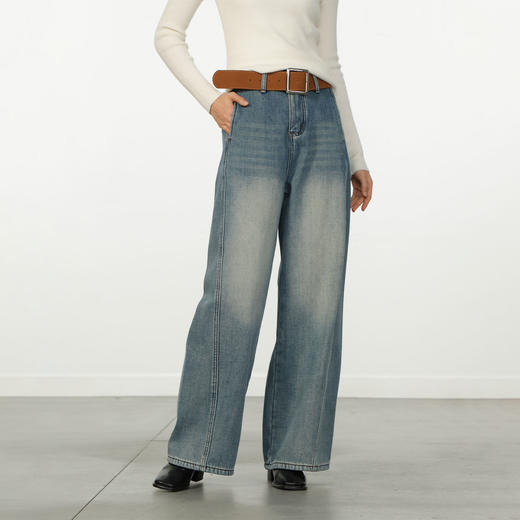 极简复合绒弯刀阔腿裤-纪念日百货门店同款167448878 商品图0