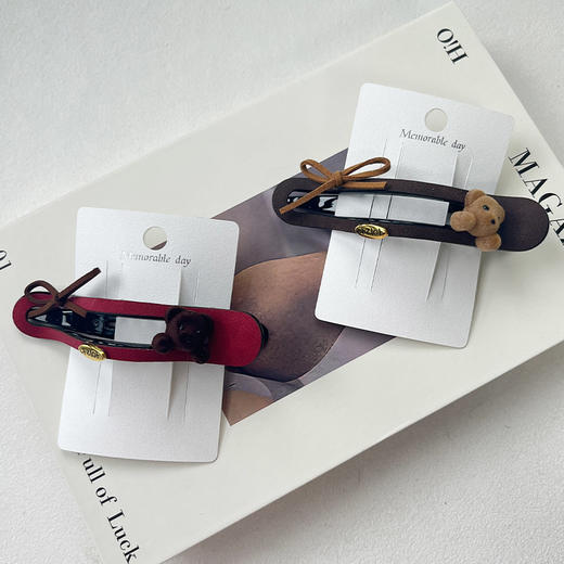 小熊麂皮绒盘发夹盘发夹-纪念日百货门店同款167447103 商品图0