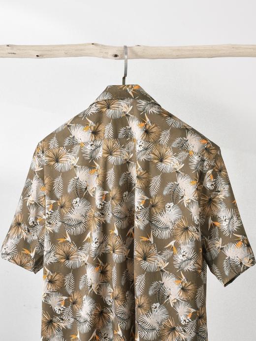 AhhhCotton 80支单股纬向弹力浮光掠影印花古巴领衬衫 商品图2