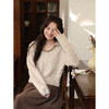 鹿向南「秋颂日记」花杏色气质毛衣女秋新款法式落肩长袖外穿上衣 商品缩略图4