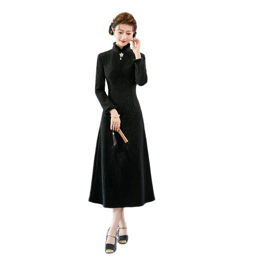 A412695新中式长袖秋冬旗袍女2025年新款改良妈妈款高级感加绒加厚连衣裙 商品图4