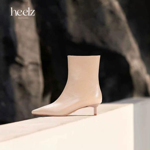 heelz设计师手工鞋履 ｜立构美学H小猫跟鳗鱼纹羊皮短靴4.5公分 商品图0