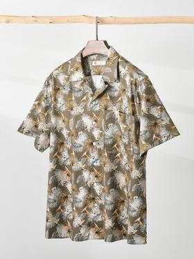 AhhhCotton 80支单股纬向弹力浮光掠影印花古巴领衬衫