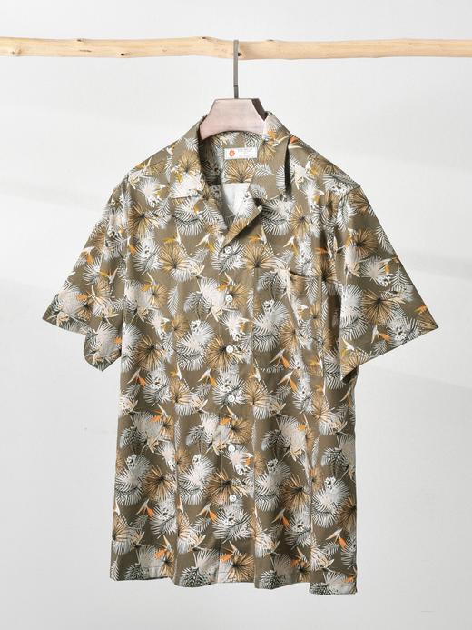 AhhhCotton 80支单股纬向弹力浮光掠影印花古巴领衬衫 商品图0