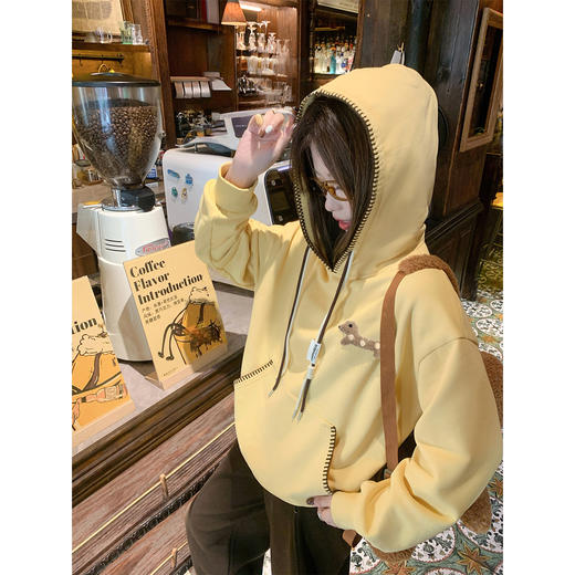 <曾小咸推荐>2.9现货秒杀 ！微信超特价！撞色边加绒连帽卫衣 日常219.99 立减130 秒杀89.99！！ 商品图4