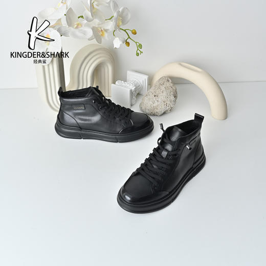 经典鲨2025年冬季专柜新款男士一脚蹬平底加绒休闲鞋KW08-555581 商品图1