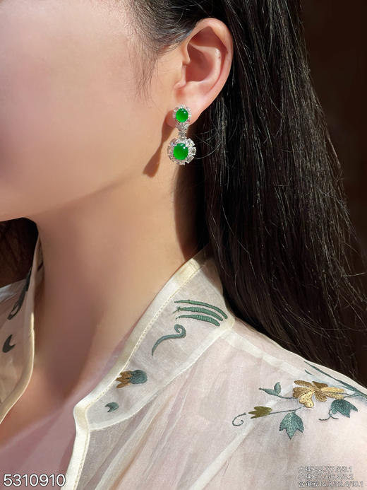 高冰种艳绿双蛋耳坠【5310910】具体价格微信咨询 商品图3