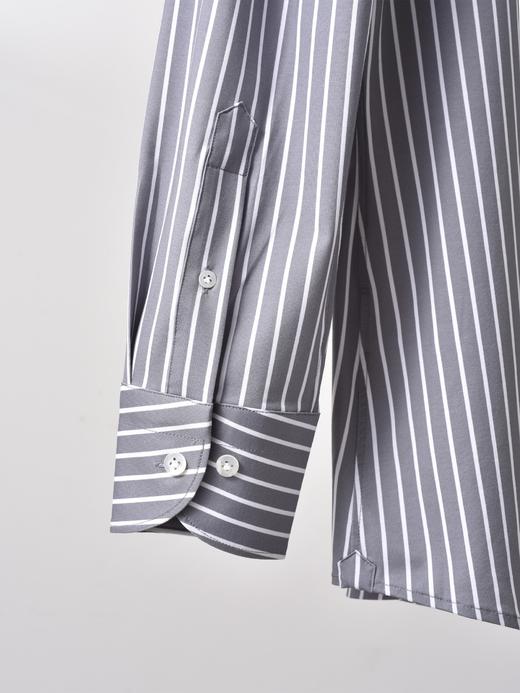 AhhhCotton 100支双股灰底白条纹意式工艺衬衫 商品图4
