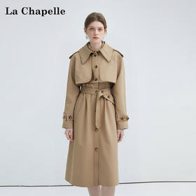 拉夏贝尔/La Chapelle无袖翻领连衣裙短款外搭风衣套装女高级感时尚小众